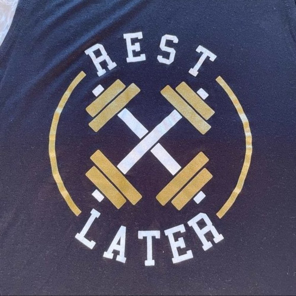 Add in item only M, L rest later black white and gold sleeveless workout shirt - Picture 5 of 6